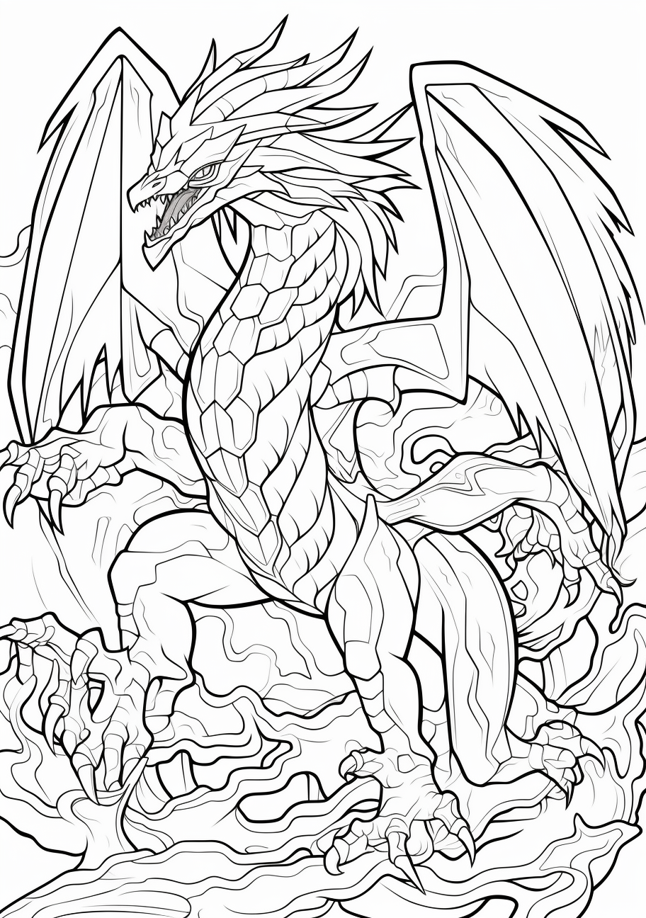 Outstanding image of Legendary Pokemon Moltres; depicted with medium details and bold outlines. printable coloring page, black and white, free download
