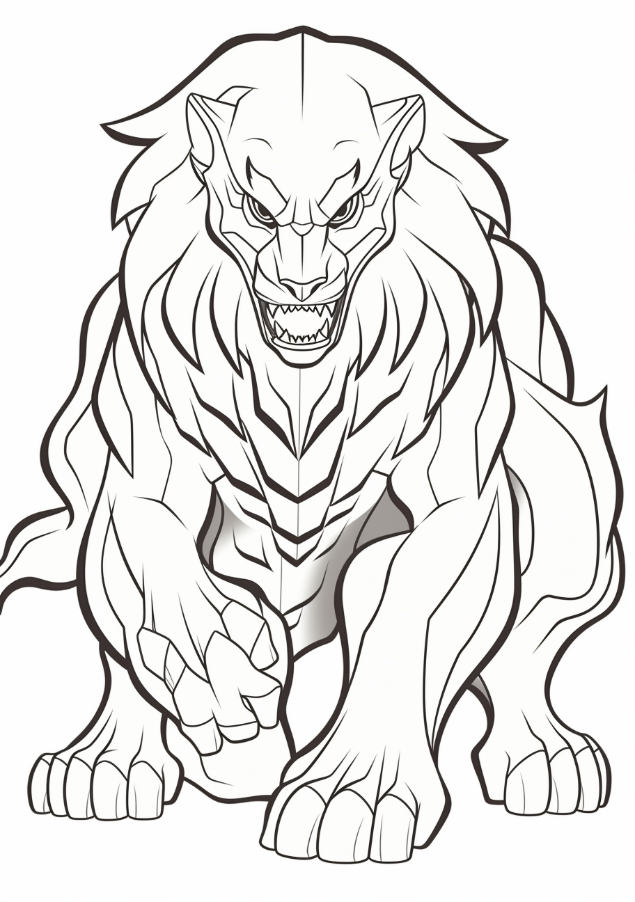 Sketch of Suicune, a legendary Pokemon, comprised of smooth lines to depict its grace and fluidity. printable coloring page, black and white, free download