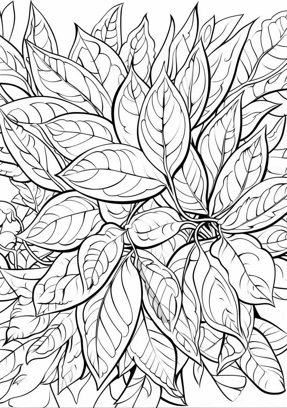Depicts a variety of fall leaves, each with an intricate design that highlights its unique vein pattern. printable coloring page, black and white, free download