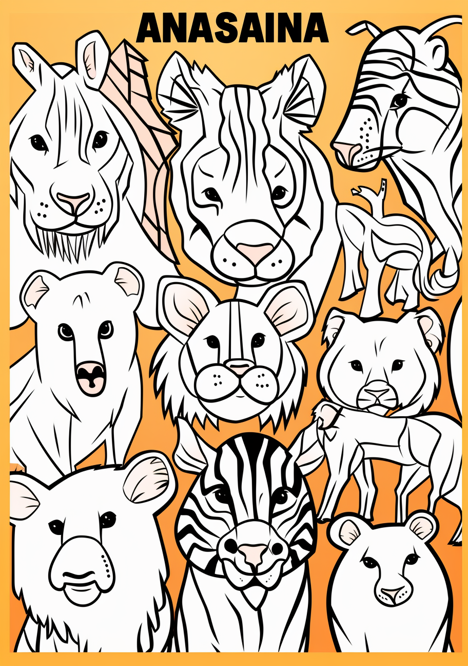 Simplified artwork of anime-styled animals; smooth lines and uncomplicated details.