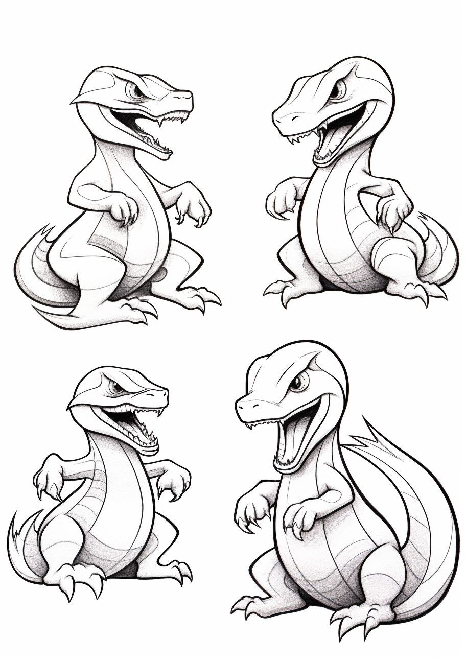 Features the evolutionary stages of Charmander, Charmeleon, and Charizard; significant emphasis on its increasing flame. printable coloring page, black and white, free download
