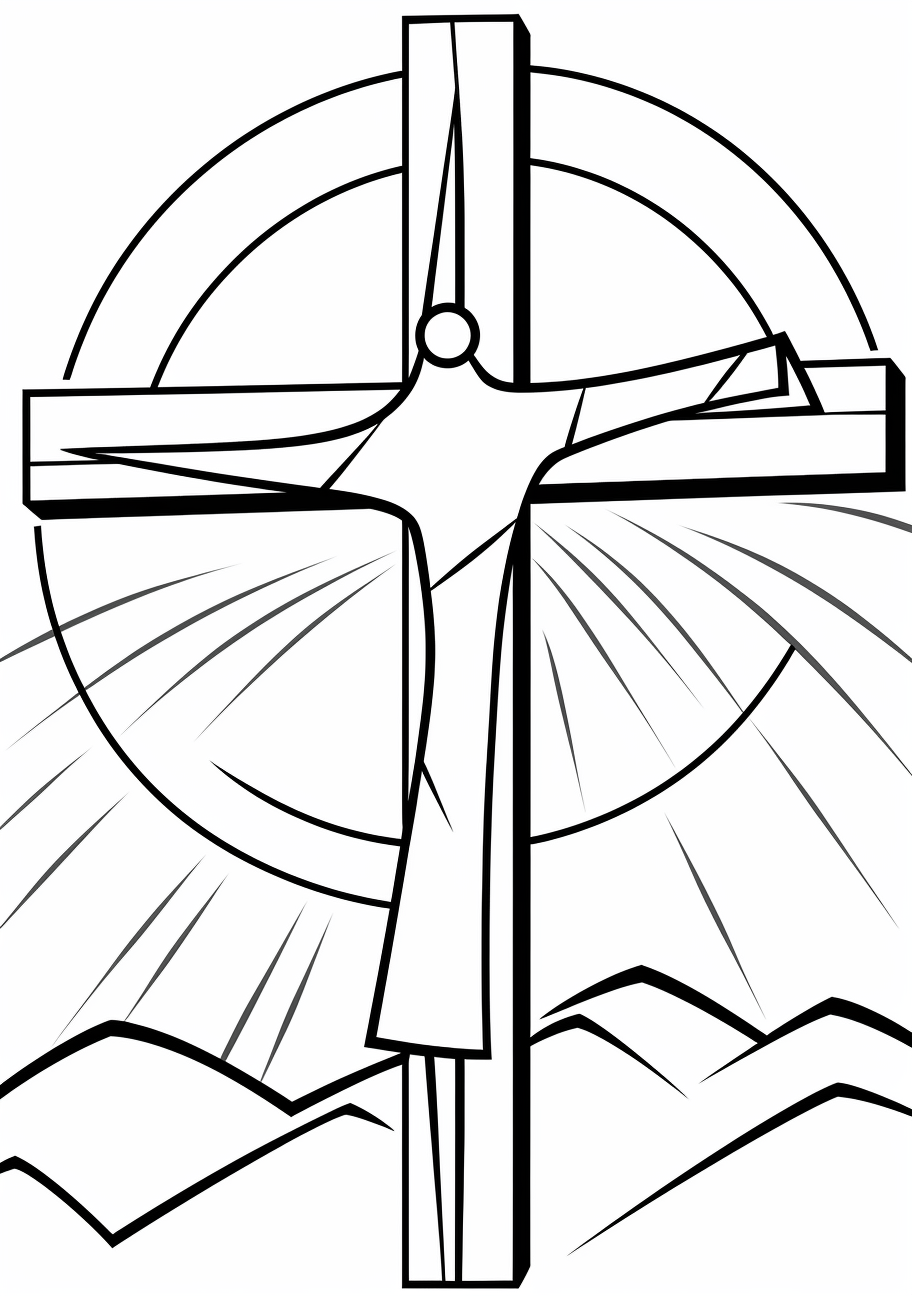 Illustrates Jesus carrying the Cross, filled with emotional intensity, lines vary in complexity for coloring enthusiasts of all levels. inspirational biblical easter coloring pages pfp for discord.