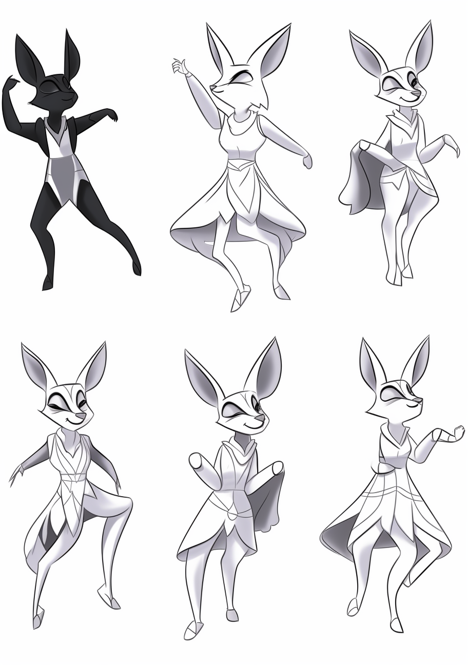 Energetic representations of different Eevee evolutions; clear outlines with simple details. printable coloring page, black and white, free download