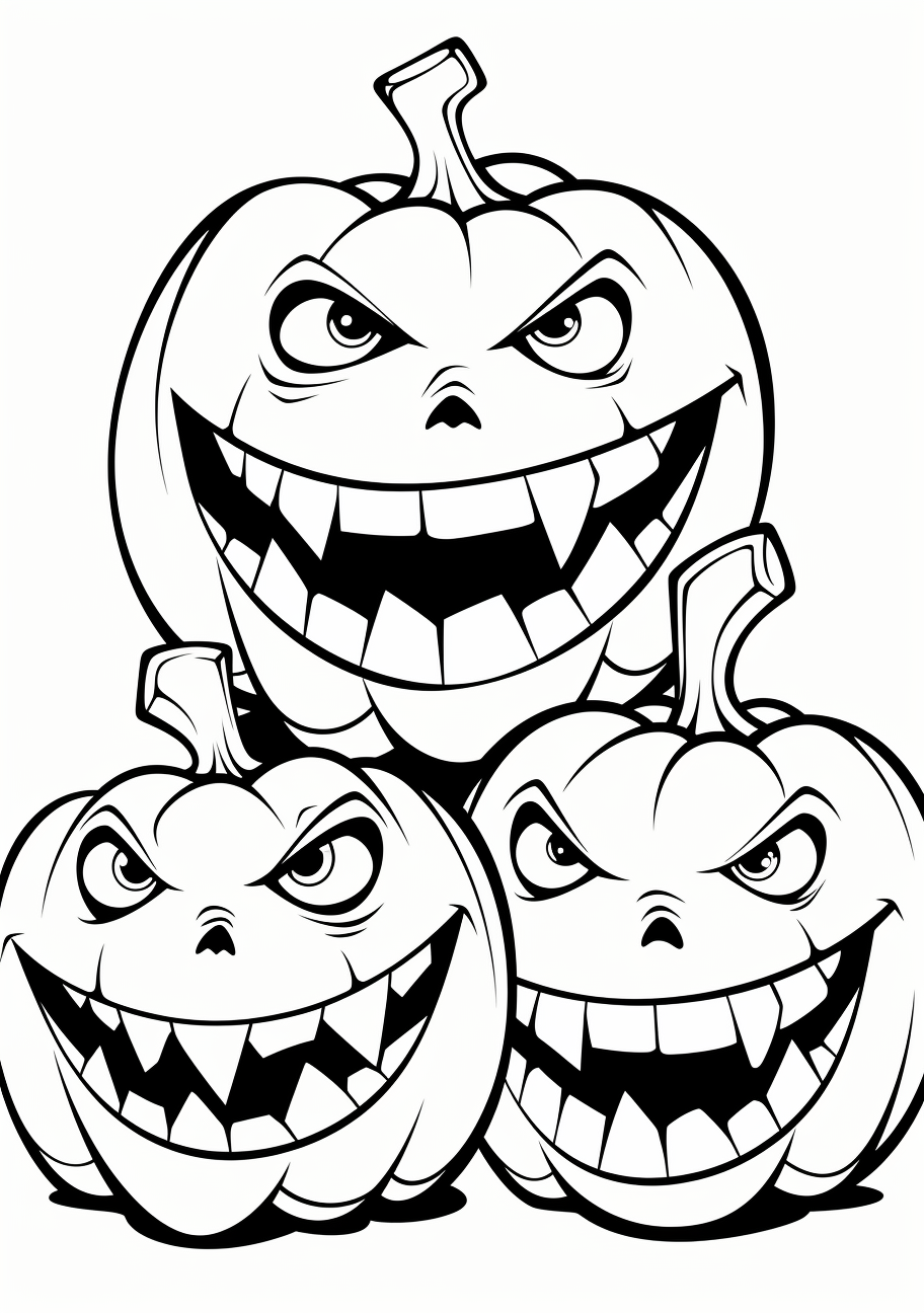 Three creepy Halloween pumpkins sketched with bold lines and definite shapes. phone art wallpaper