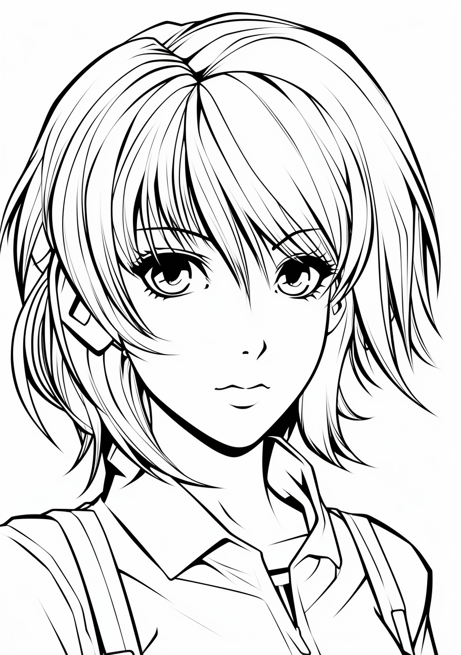 Anime character in simple sketch; bold lines and basic details.