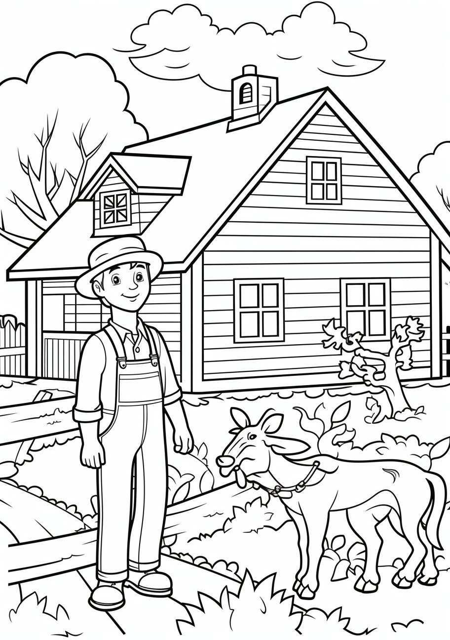 A single standing cartoon cow with a joyful expression and unique spots pattern; simple lines and bold shapes.printable coloring page, black and white, free download