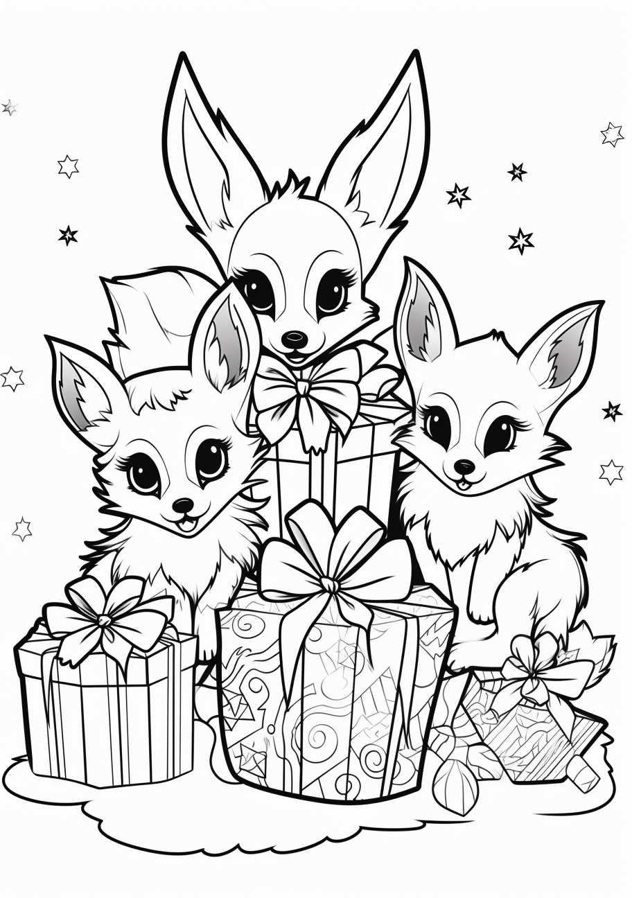 Detailed variations of all Eevee evolutions; intricate shapes and lines. printable coloring page, black and white, free download