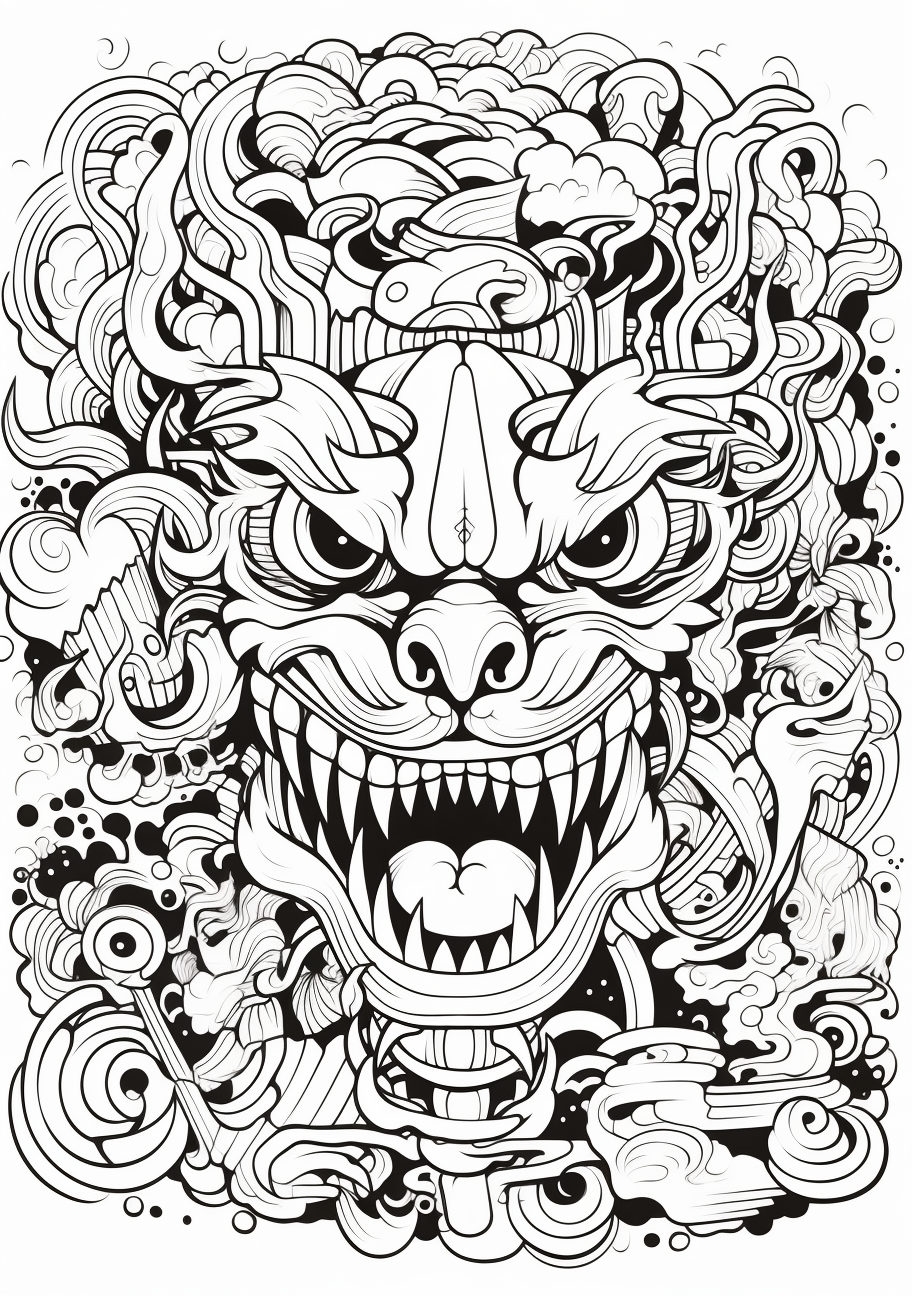 Dynamic portrayal of Pokemon in playful action; designed with bold and expressive lines. printable coloring page, black and white, free download