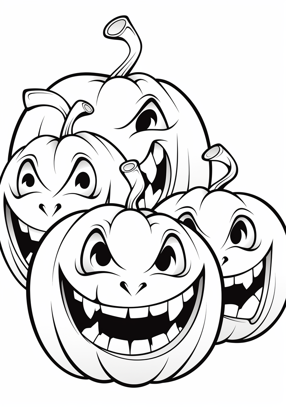 Terrifying depiction of three grinning Halloween pumpkins; strong lines and clear shapes. phone art wallpaper