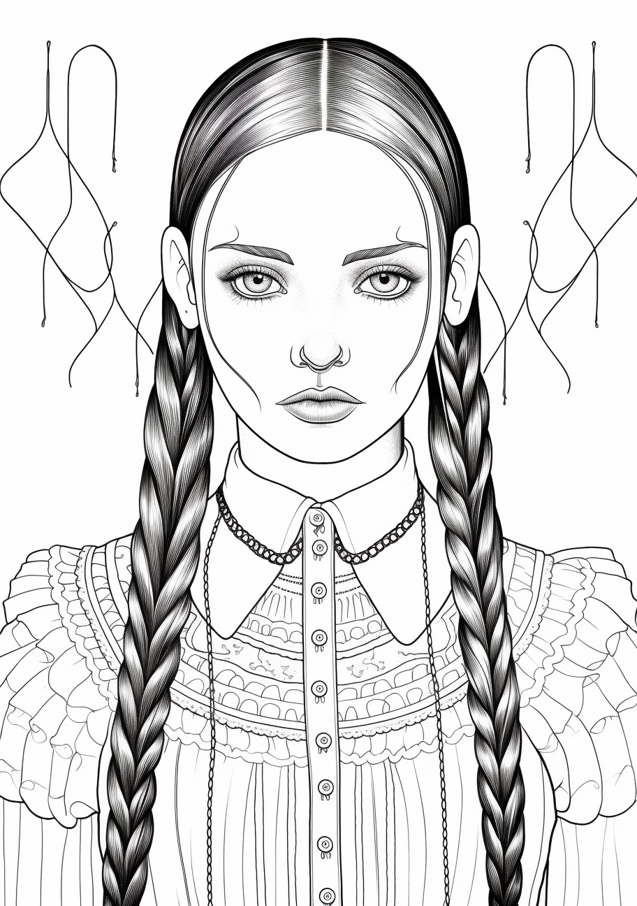 Wednesday Addams Coloring Sheet Pages for Kids and Adults on Hero: Wednesday Addams Coloring Sheet Pages for Kids and Adults