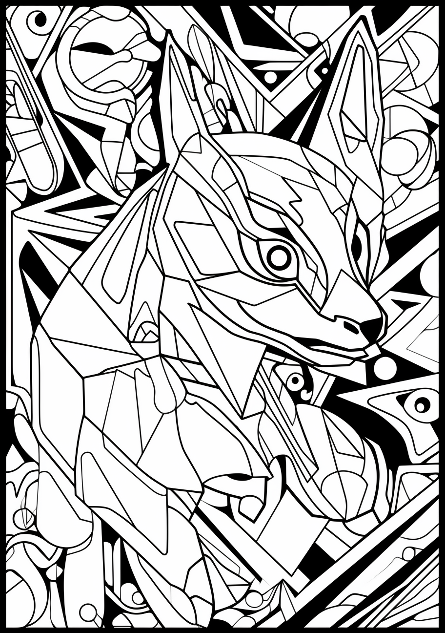 Rough Abstract Edition sees Eevee transformations encapsulated in tough but expressive lines. printable coloring page, black and white, free download