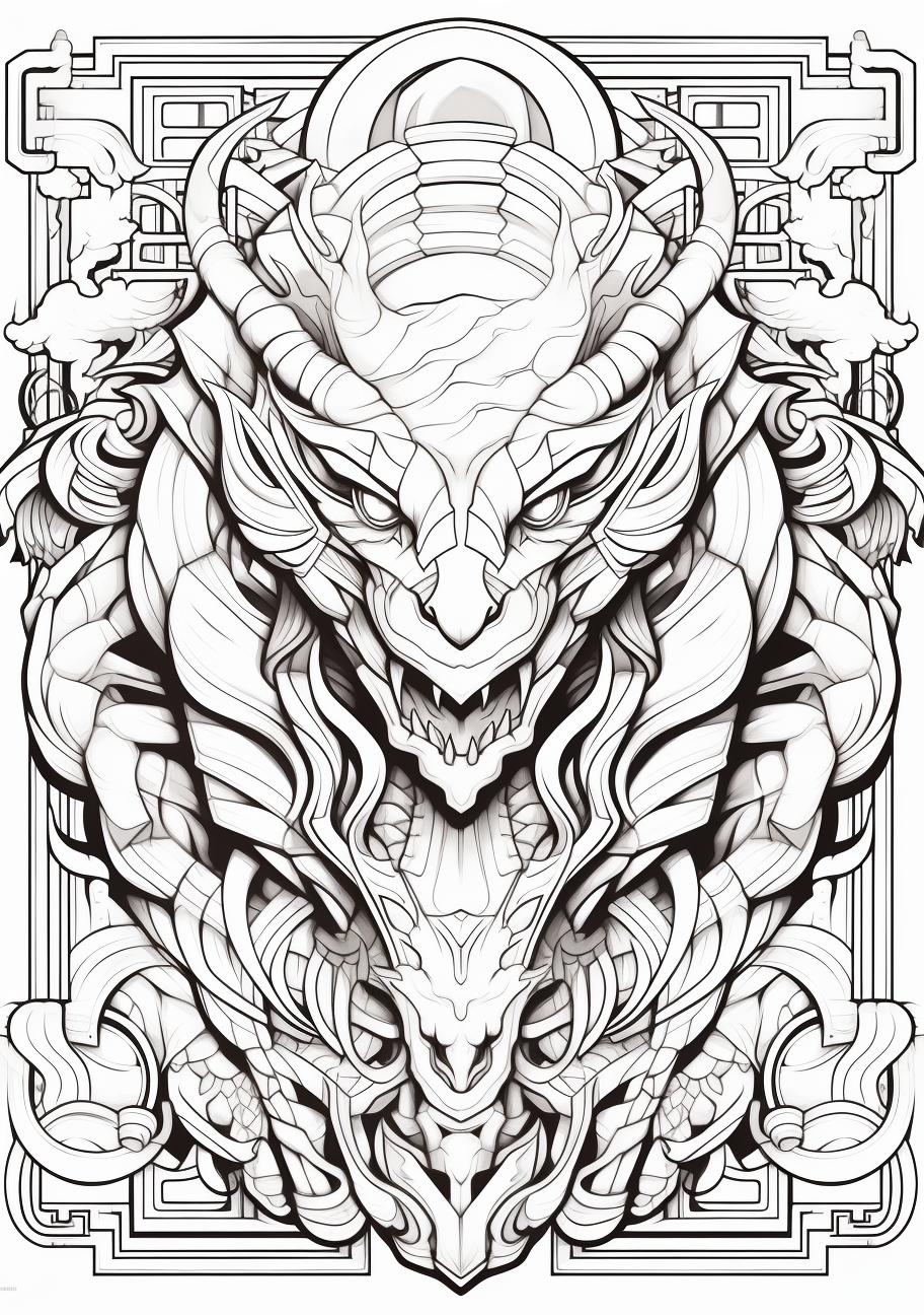 A lone Pokemon featured prominently; incorporated with simple lines and shapes. printable coloring page, black and white, free download