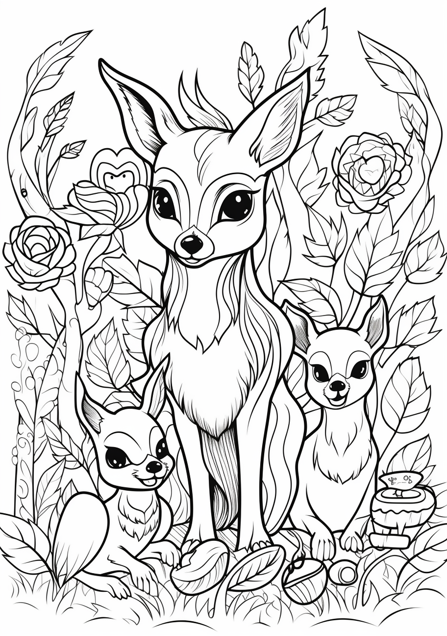 Various birds perched on heart-shaped trees; clean and simple lines.printable coloring page, black and white, free download