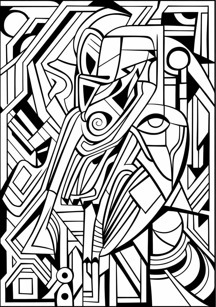 Abstract Roughness edition features Eevee evolutions in edgy lines and patterns. printable coloring page, black and white, free download