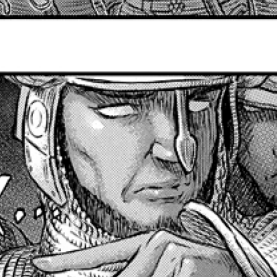 Aesthetic anime & manga PFP for discord, Berserk, Is the sleeping black beast but biding its time? - 374, Page 4, Chapter 374. 1:1 square ratio. Aesthetic pfps dark, color & black and white.