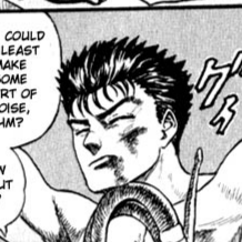 Aesthetic anime & manga PFP for discord, Berserk, The Black Swordsman - 0.01, Page 17, Chapter 0.01. 1:1 square ratio. Aesthetic pfps dark, color & black and white.