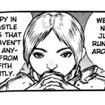 Aesthetic anime & manga PFP for discord, Berserk, Comrades in Arms - 44, Page 12, Chapter 44. 1:1 square ratio. Aesthetic pfps dark, color & black and white.