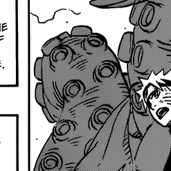 Aesthetic anime & manga PFP for discord, Naruto, Kurama!! - 570, Page 1, Chapter 570. 1:1 square ratio. Aesthetic pfps dark, black and white.