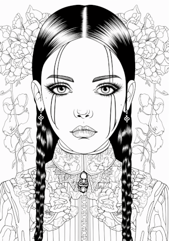Coloring Pages Of Wednesday Addams - Adult, Kids, Printable Coloring Pages Of Wednesday Addams - Adult, Kids, Printable