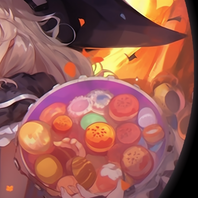 Characters in demon themed costumes standing back-to-back, detailed with sharp lines and heightened contrast. genshin impact matching halloween profile pics pfp for discord.