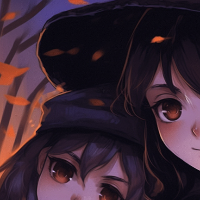 Two samurai girls, traditional clothing, muted colors and dynamic stances. unique girl's matching pfp pfp for discord.