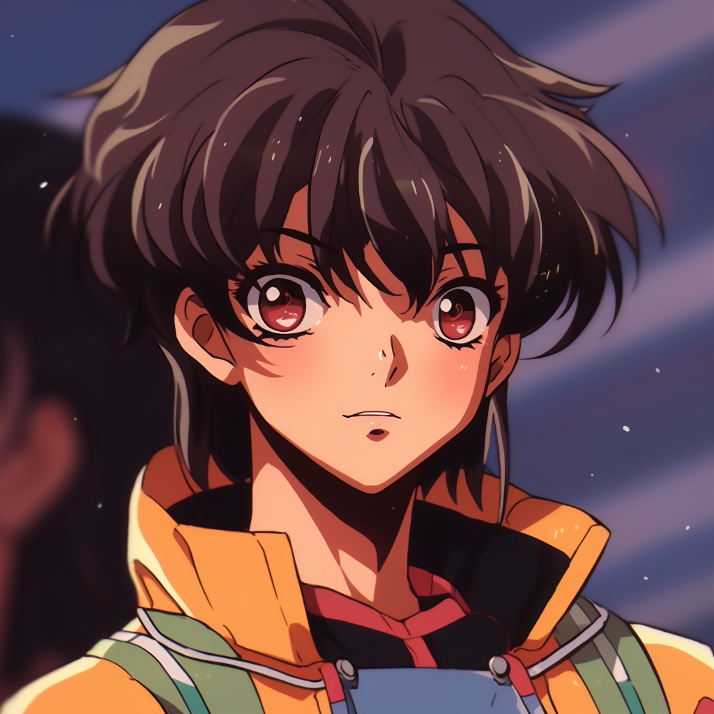 Heero Yuy from Gundam Wing, classic mecha anime style with bright colors and bold lines 90s anime pfp boy aesthetic