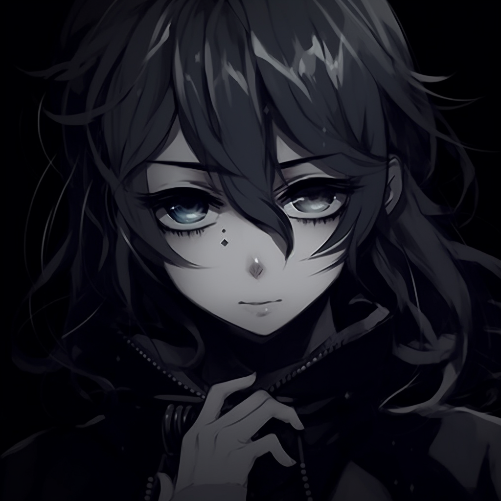 Profile picture showing a lone anime girl standing in the moonlight under a star-studded sky, exudes tranquility despite the darkness. anime pfp in darkness theme pfp for discord.