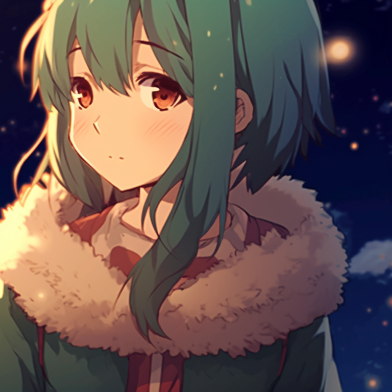 Two characters singing Christmas carols, starry backdrop, warm colors, and matching outfits. matching cute christmas pfp gif - holiday spirit pfp for discord.