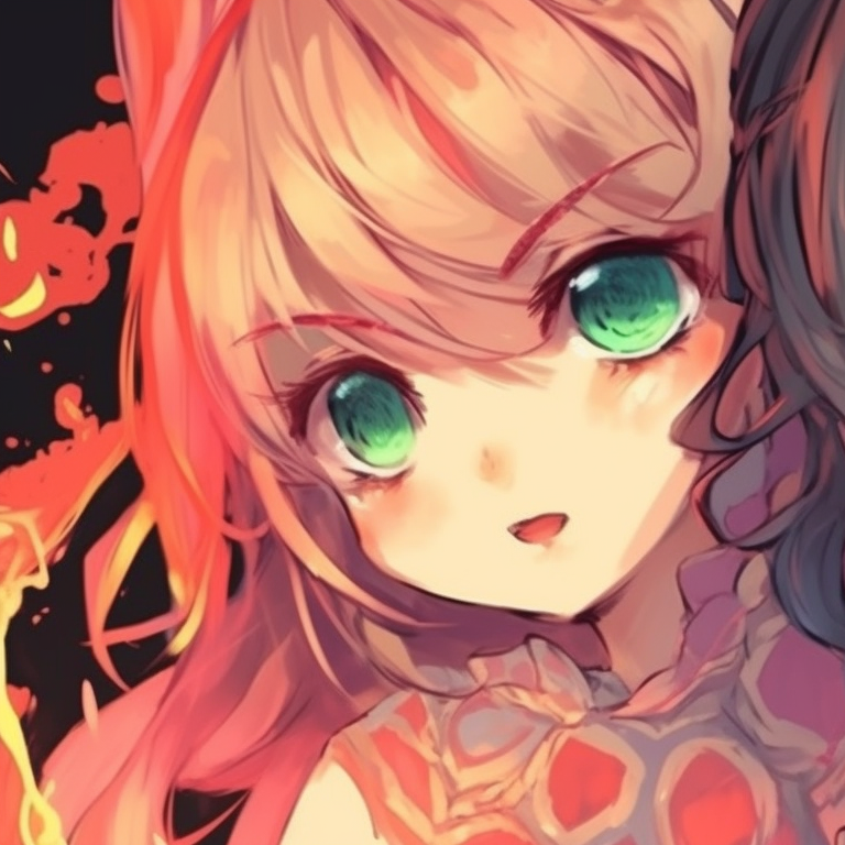 Two friends with contrasting hair colors and opposing themes, detailed expressions and bold outlines. diverse matching pfp styles for anime best friends pfp for discord.