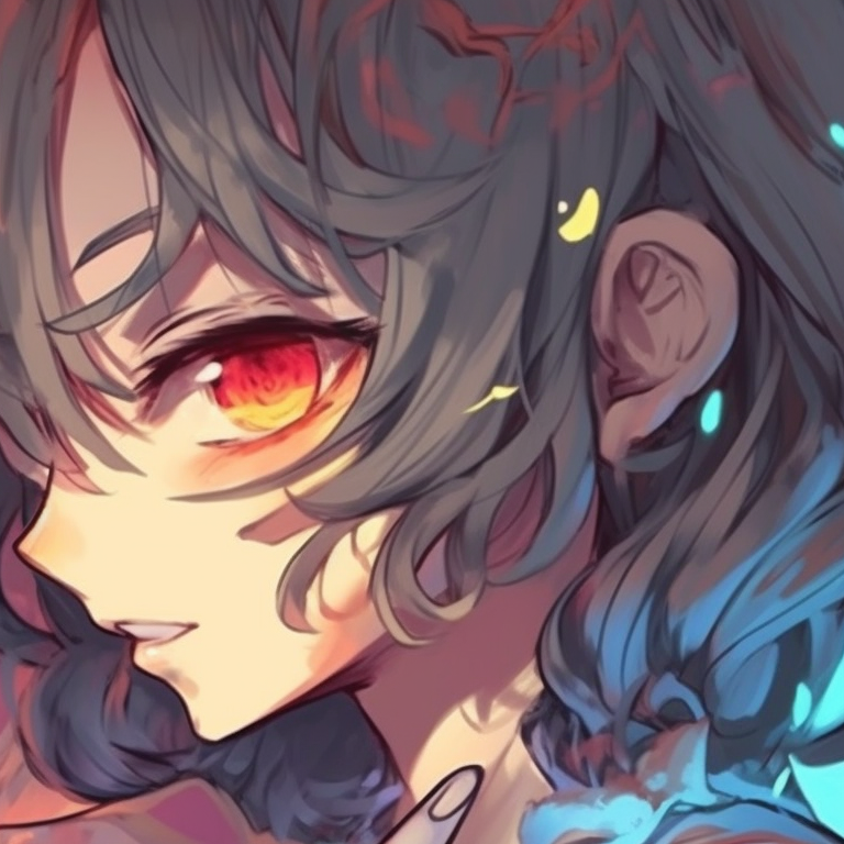 Two friends with contrasting hair colors and opposing themes, detailed expressions and bold outlines. diverse matching pfp styles for anime best friends pfp for discord.