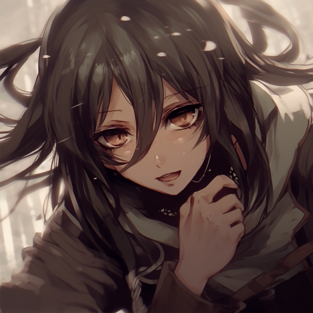 Mikasa Ackerman from Attack on Titan in action, dynamic composition and muted colors. top anime pfp girl charactersHD, free download