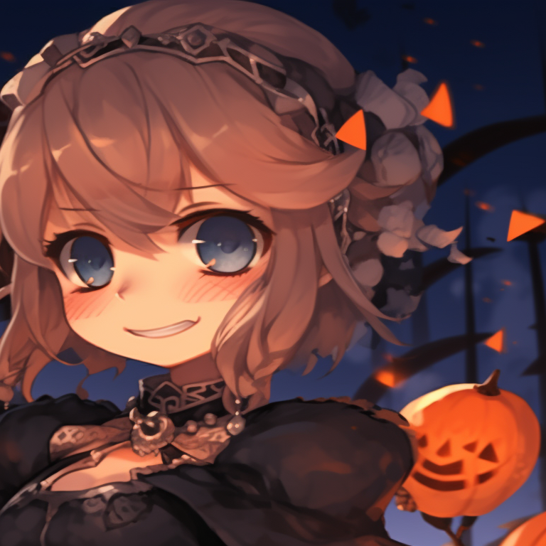 Two characters with magical staffs, moonlit background and gentle facial expressions. trending matching genshin pfp halloween theme pfp for discord.