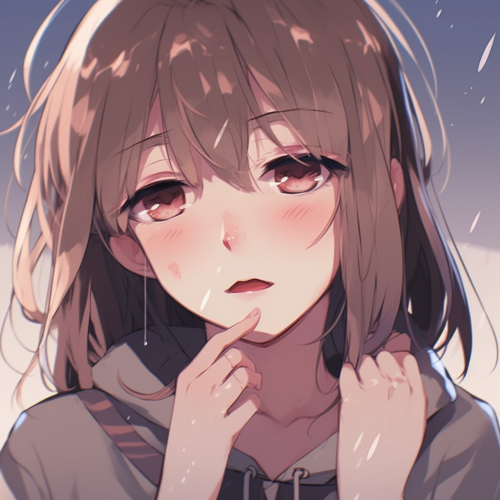 An emotionally intense image of an anime girl in the throes of sorrow, shining tears depicted via detailed artwork. anime pfp with tears pfp for discord.