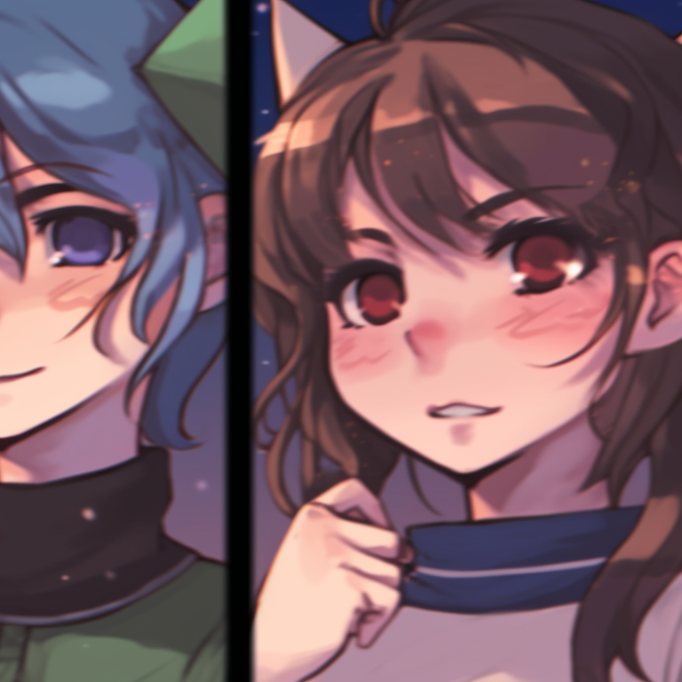 Four characters portrayed in Pixelart, 8-bit design and colorful palette. unique matching pfp for 4 friends pfp for discord.