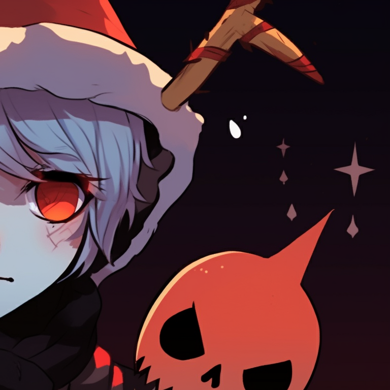 Two witches featuring Christmas elements, rich colors and dark shading. halloween christmas themed profile inspiration pfp for discord.