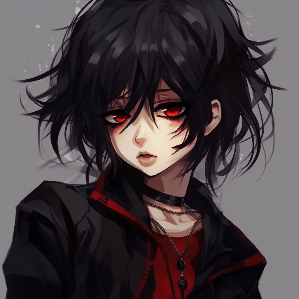 Emo anime girl with cat ears, focusing on facial expression with soft shading technique. emo pfp anime girls collection