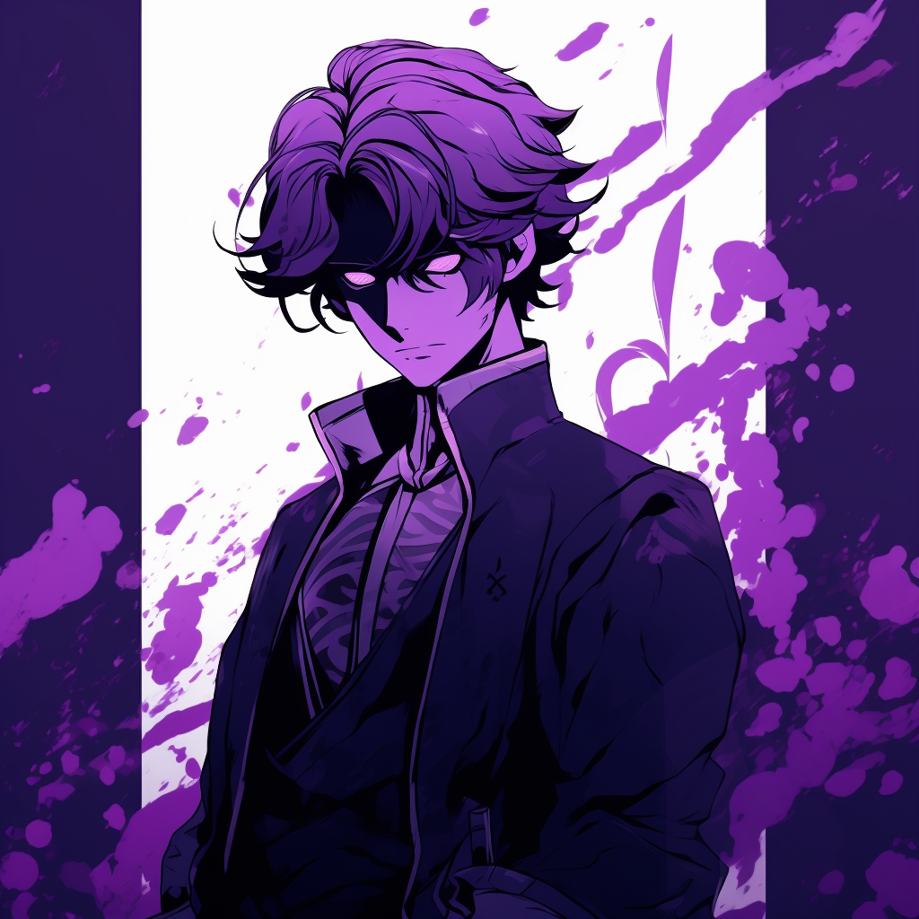 Detailing of the reflective samurai armor, a symphony of bold and muted purples unique anime purple pfp concepts pfp for discord.