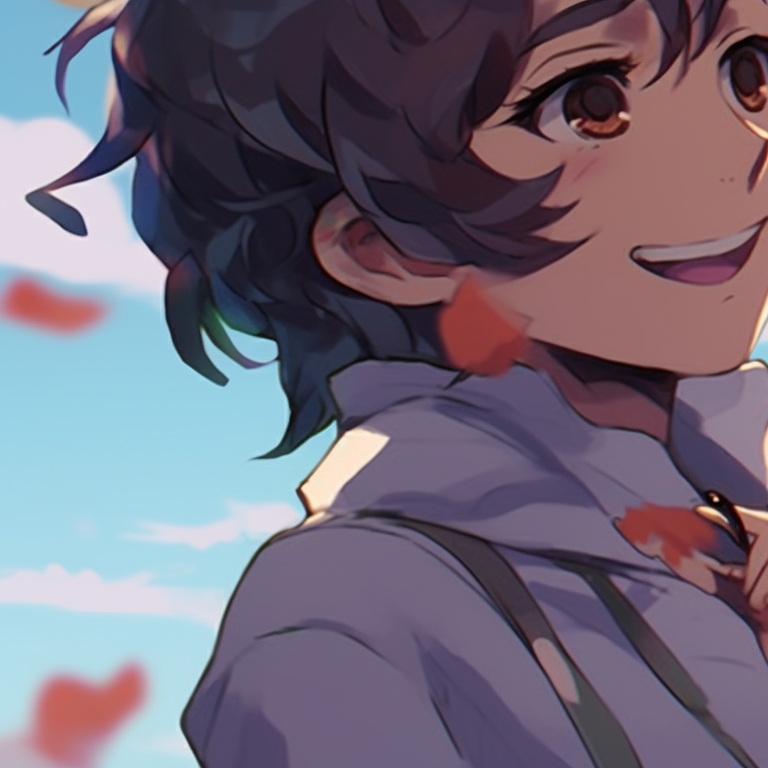 Two characters amidst a vibrant flower field, beaming with joy. diverse nature pfp discord collection pfp for discord.