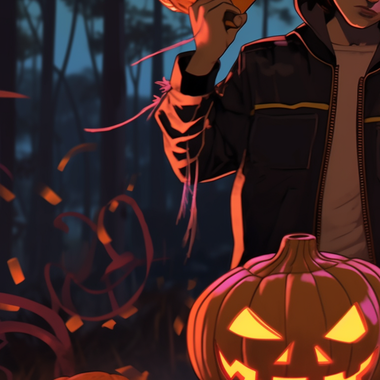 Close up of Mike and Will in their Ghostbusters costumes, high contrast and rich in Halloween-themed details. stranger things matching pfp featuring halloween theme concept pfp for discord.
