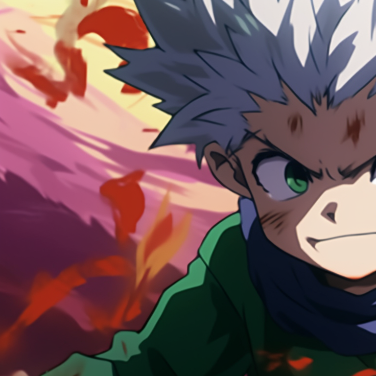 Silhouettes of Gon and Killua against a simple yet bold background, emphasizing their shared journey. gon and killua wallpaper matching pfp pfp for discord.