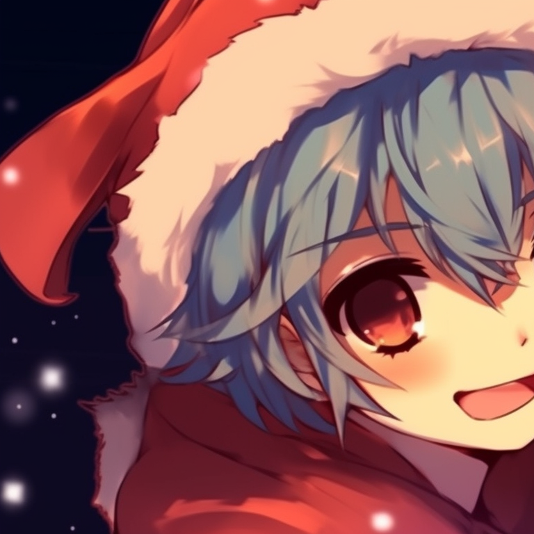 Two catboy characters huddled together, strong use of warm colors and holiday motifs. catboy inspired matching christmas pfp pfp for discord.