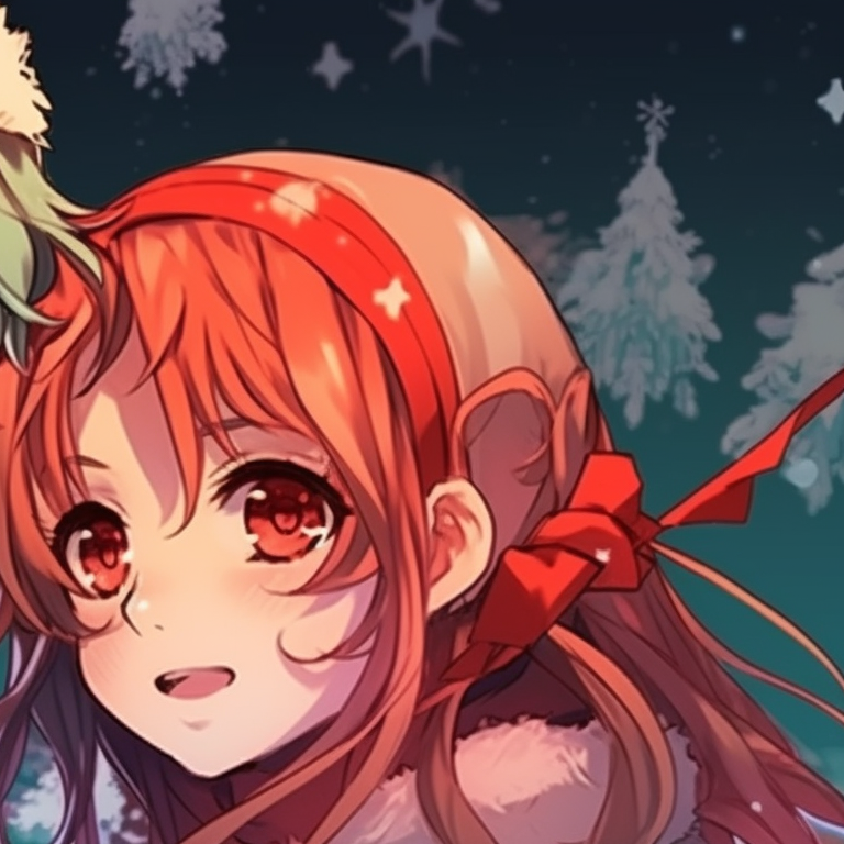 Two characters dressed as Santa's helpers, bold reds and fluffy white trims on outfits. cool christmas matching discord pfp inspiration pfp for discord.