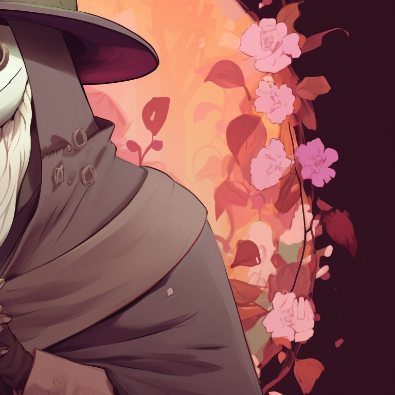 Two plague doctors exchanging gifts, lush, warm colors and detailed patterns on the wrapping. matching plague doctor pfp festive season pfp for discord.