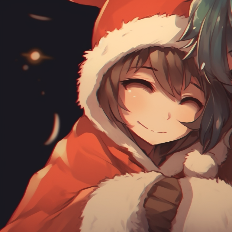 Two characters under a mistletoe, surprise evident on their faces, surrounded by Christmas decorations. eye-catching matching christmas pfp for discord pfp for discord.