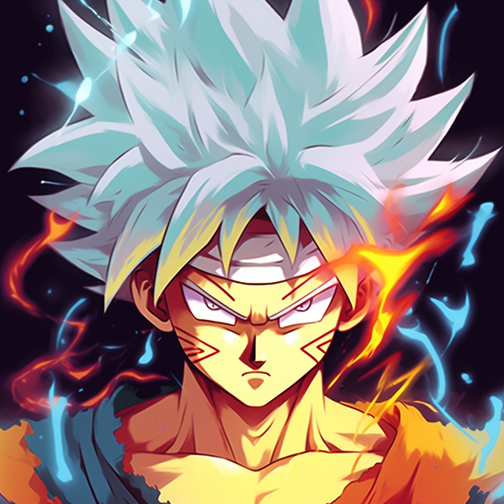 Goku surrounded by a fiery aura, showing off dynamic composition and vibrant hues. top animated pfp makers