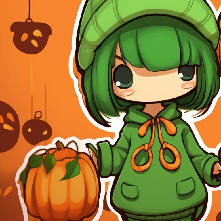 Two characters under a snow-filled sky, holding carved pumpkins with lit candles inside. matching christmas pumpkin pfp trends pfp for discord.