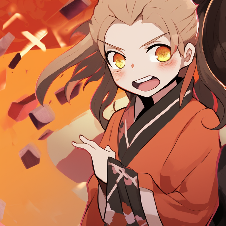 Close-up of Zenitsu and Nezuko, detailed facial expressions and textures, soft backgrounds. zenitsu and nezuko matching costumes pfp for discord.