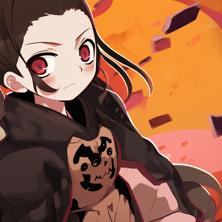 Close-up of Zenitsu and Nezuko, detailed facial expressions and textures, soft backgrounds. zenitsu and nezuko matching costumes pfp for discord.