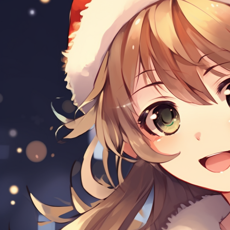 Two characters with candy canes, pastel Christmas tones and a whimsical background. cutest matching christmas anime pfp girls pfp for discord.