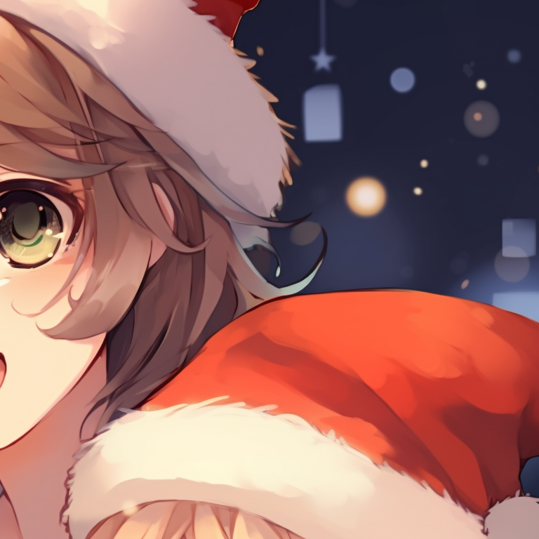 Two characters with candy canes, pastel Christmas tones and a whimsical background. cutest matching christmas anime pfp girls pfp for discord.